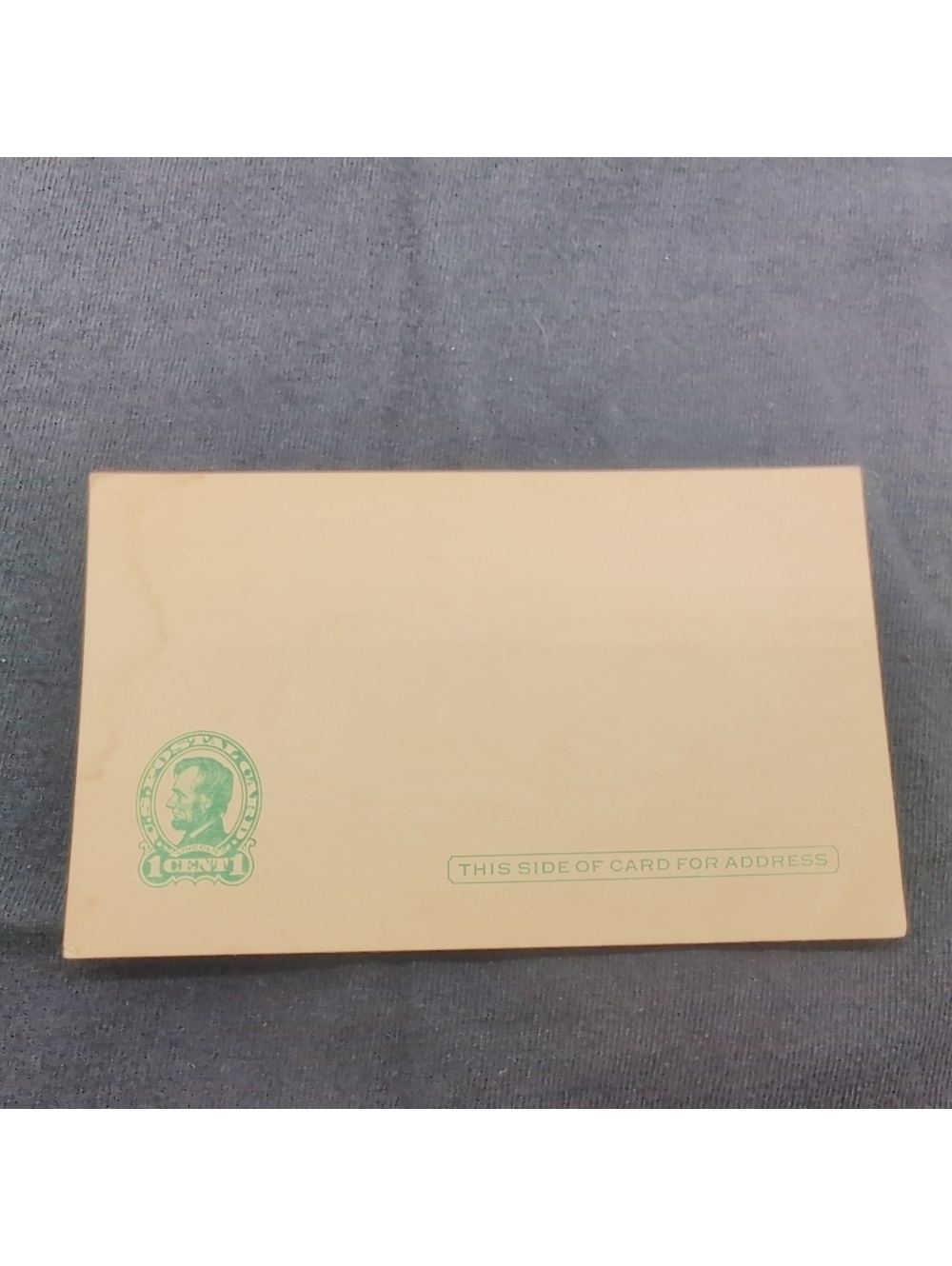 Vintage Abraham Lincoln Penny 1c Postcard with Green Stamp